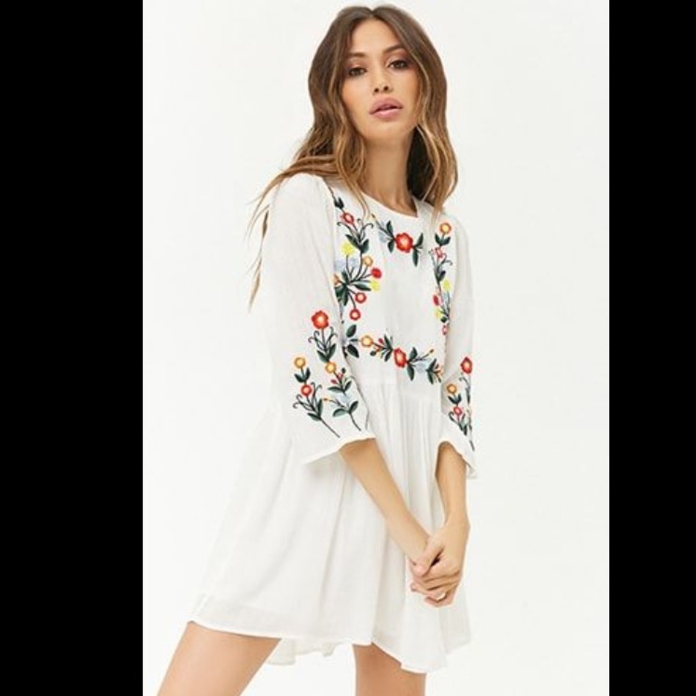 Floral Embroidered Mini Dress